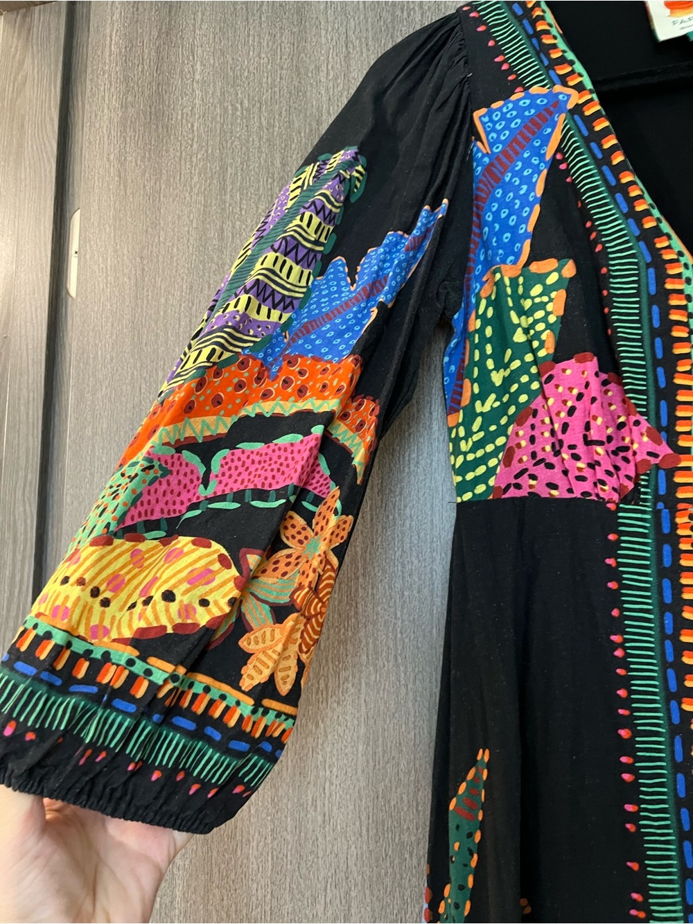 FARM Rio Black Maxi Dress with Neon Floral & Abstract Print - Picture 4 of 7